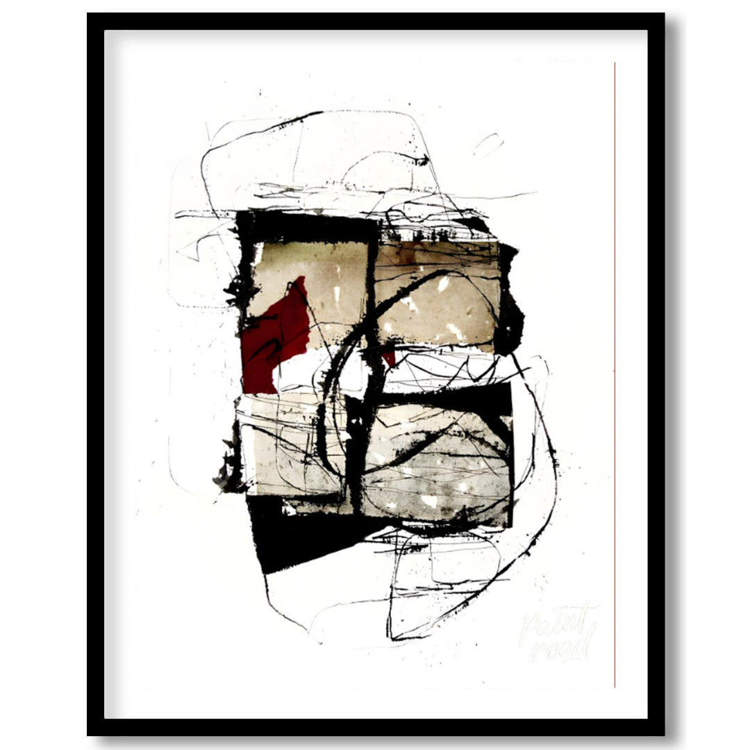 """Crimson Fragment"" presents a compelling abstract composition, juxtaposing geometric shapes with… for abode