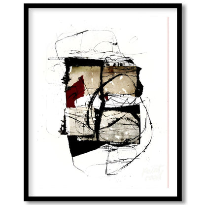 """Crimson Fragment"" presents a compelling abstract composition, juxtaposing geometric shapes with… for abode