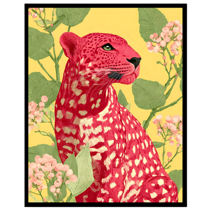 Immerse yourself in the captivating beauty of this striking art print, where a majestic crimson for area