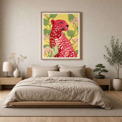 Immerse yourself in the captivating beauty of this striking art print, where a majestic crimson for Bedroom
