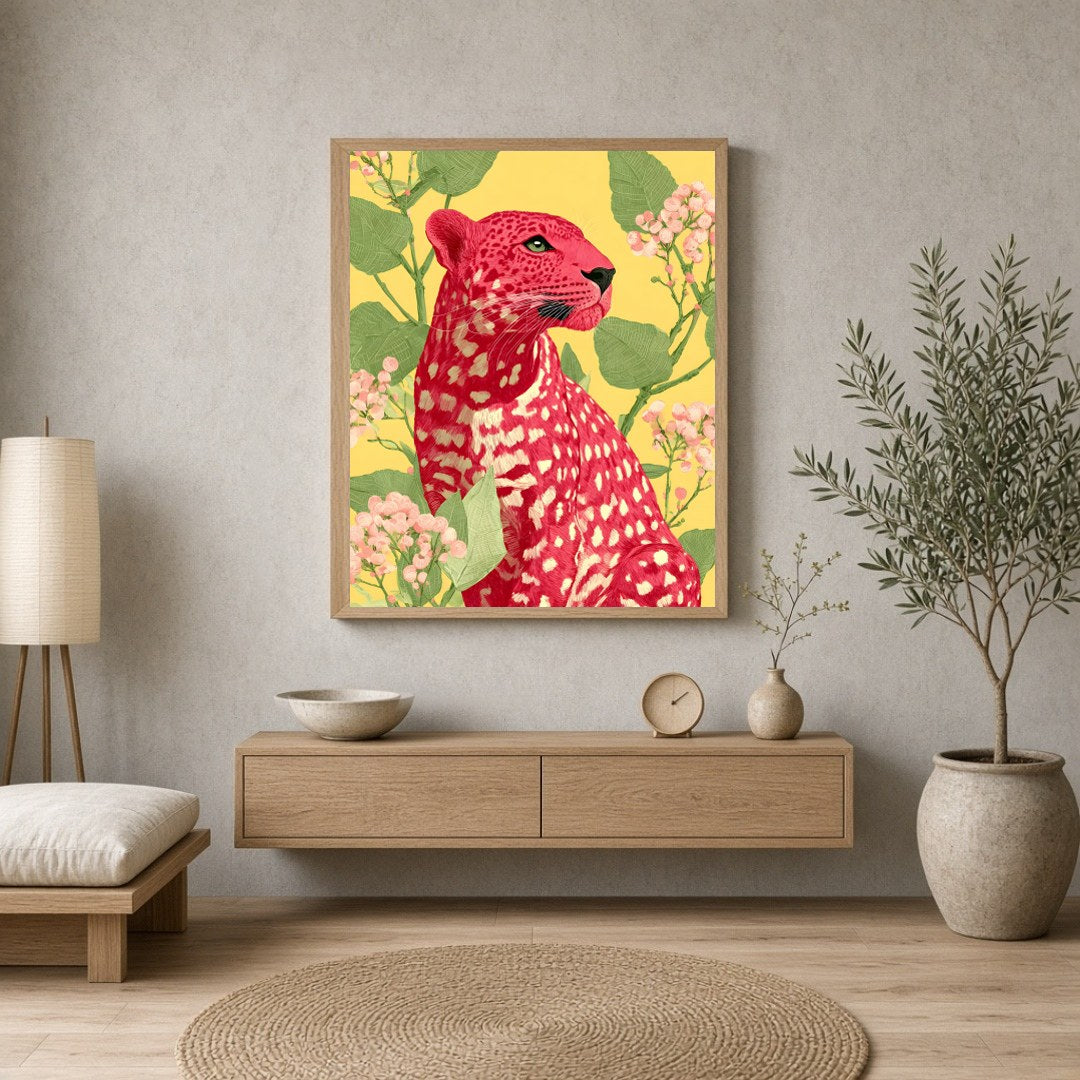 Immerse yourself in the captivating beauty of this striking art print, where a majestic crimson for Entrance