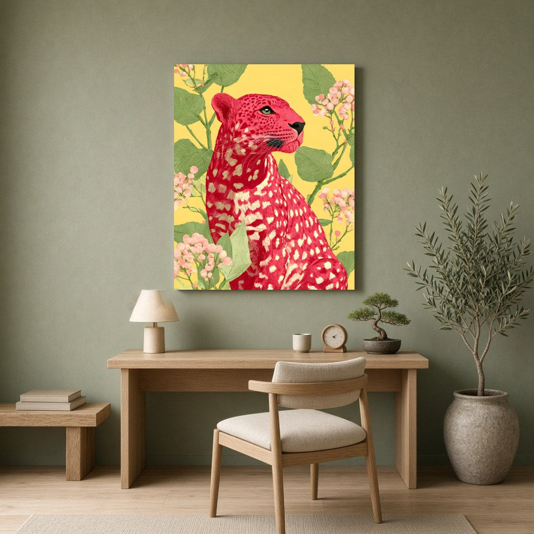 Immerse yourself in the captivating beauty of this striking art print, where a majestic crimson for Home Office