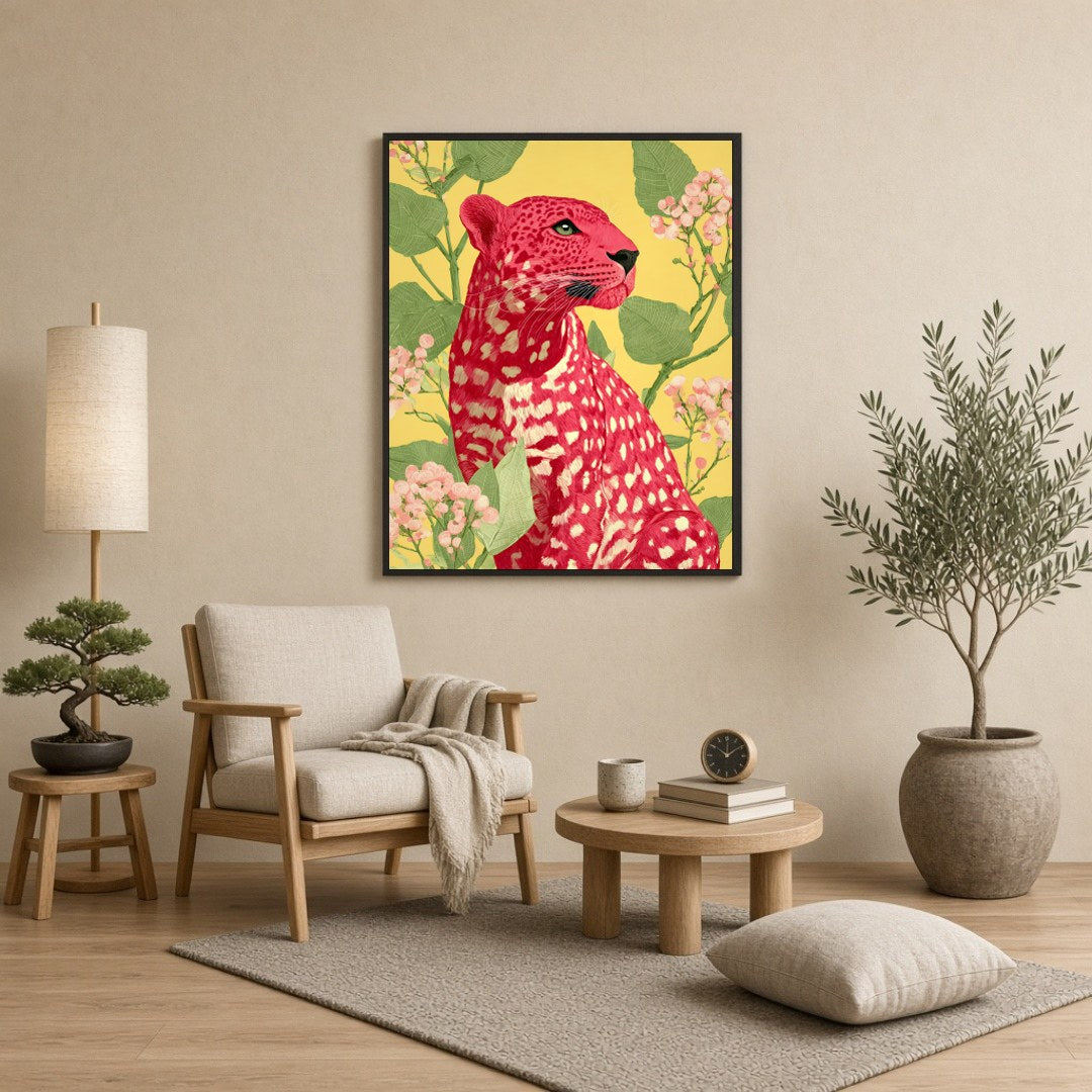 Immerse yourself in the captivating beauty of this striking art print, where a majestic crimson for Reading Nook