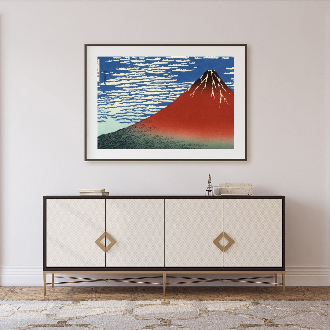 Experience the iconic beauty of Mount Fuji with this stunning artwork inspired by traditional for Foyer