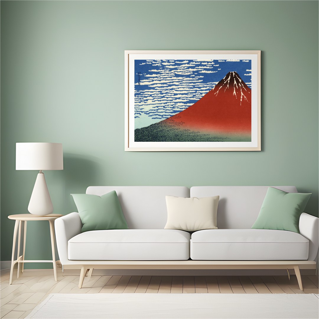 Experience the iconic beauty of Mount Fuji with this stunning artwork inspired by traditional for Hall