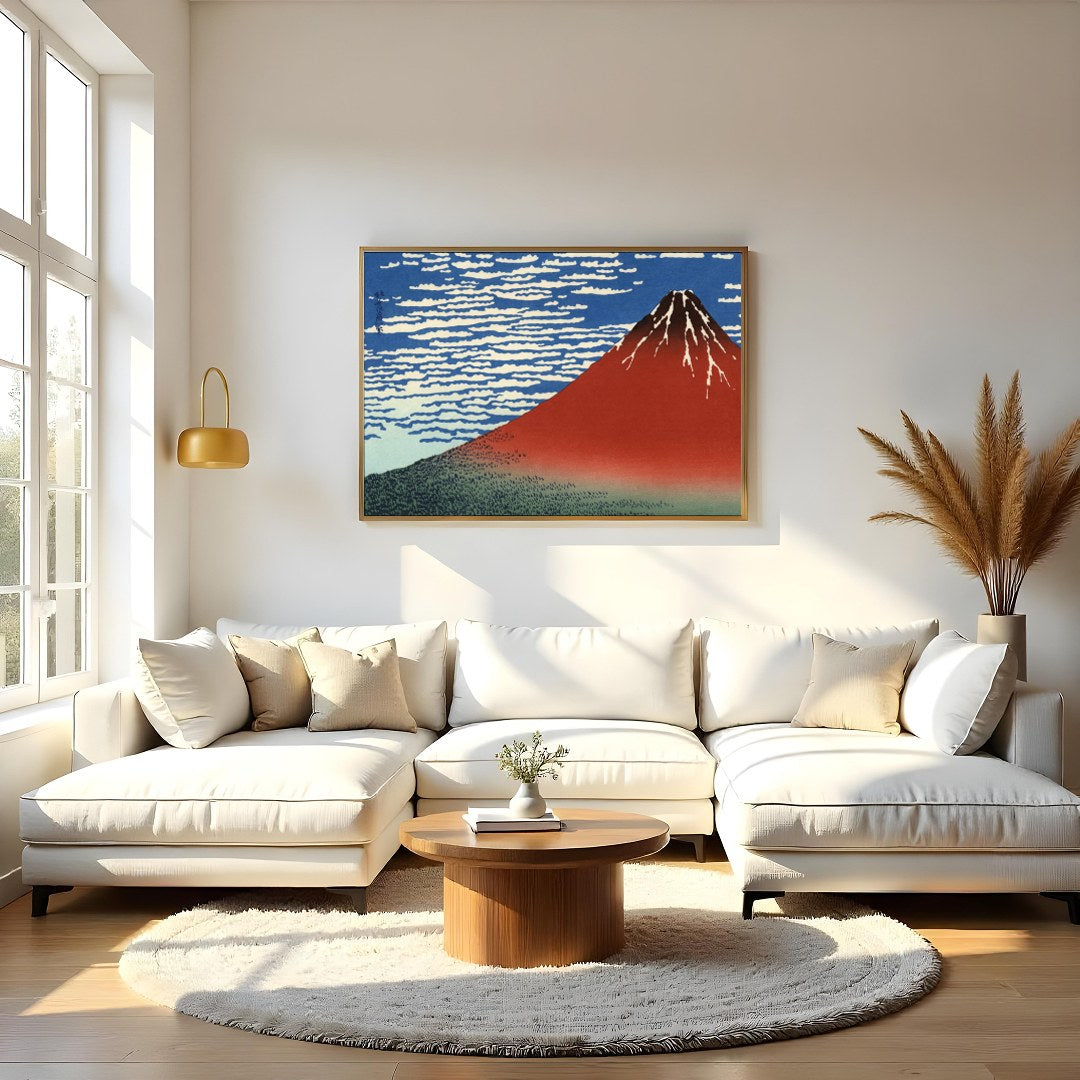 Experience the iconic beauty of Mount Fuji with this stunning artwork inspired by traditional for Living Room