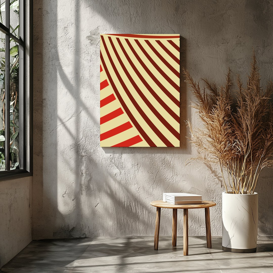 Immerse yourself in the rhythmic flow of 'Crimson Waves of Aesthetic,' a striking piece of abstract for Entrance