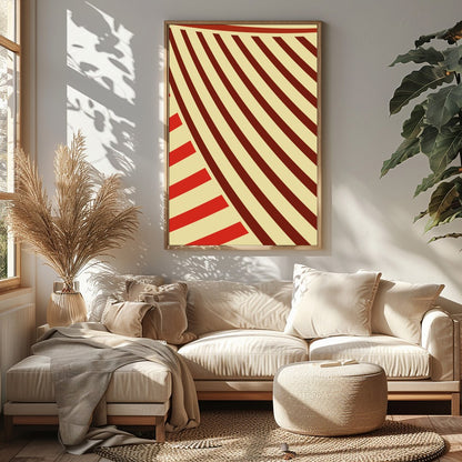 Immerse yourself in the rhythmic flow of 'Crimson Waves of Aesthetic,' a striking piece of abstract for Sitting Area