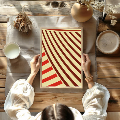 Immerse yourself in the rhythmic flow of 'Crimson Waves of Aesthetic,' a striking piece of abstract for studio