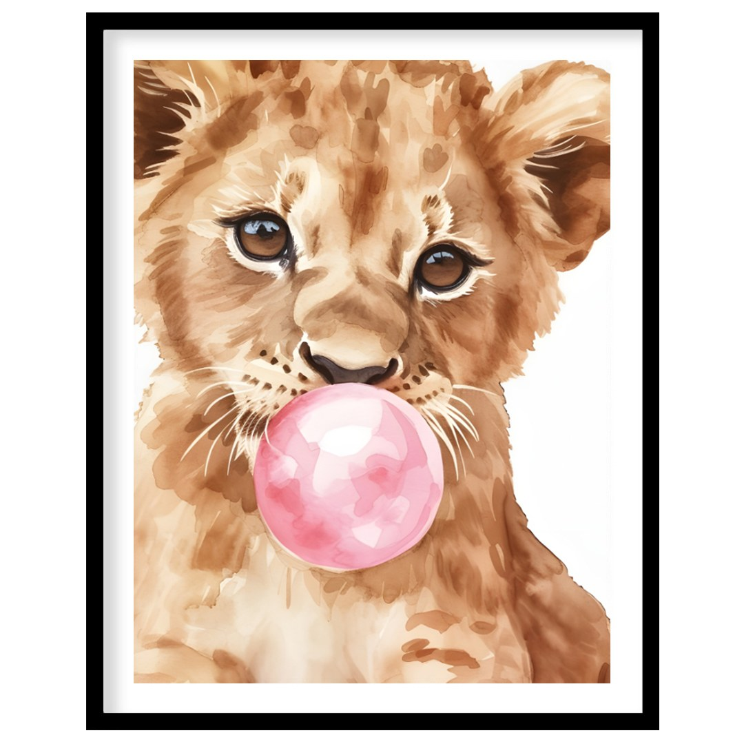 This charming watercolor illustration features a curious lion cub caught in a delightful moment, bl… for lovely house