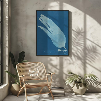 This mesmerizing art print showcases a classic cyanotype, presenting the ethereal silhouette of “La… for other