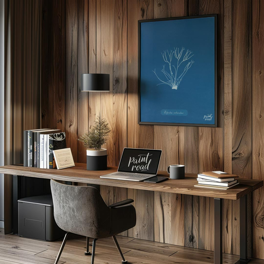This exquisite art print is a classic cyanotype, capturing the delicate and intricate form of “Poly… for office