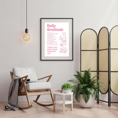 “Daily Gratitude Affirmation” is a heartwarming and visually appealing graphic print designed to in… for living room