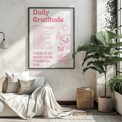 “Daily Gratitude Affirmation” is a heartwarming and visually appealing graphic print designed to in… for living room