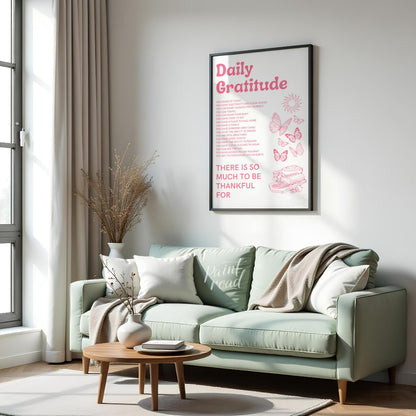 “Daily Gratitude Affirmation” is a heartwarming and visually appealing graphic print designed to in… for living room