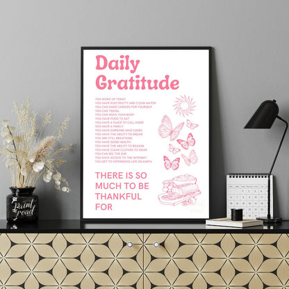 “Daily Gratitude Affirmation” is a heartwarming and visually appealing graphic print designed to in… for office