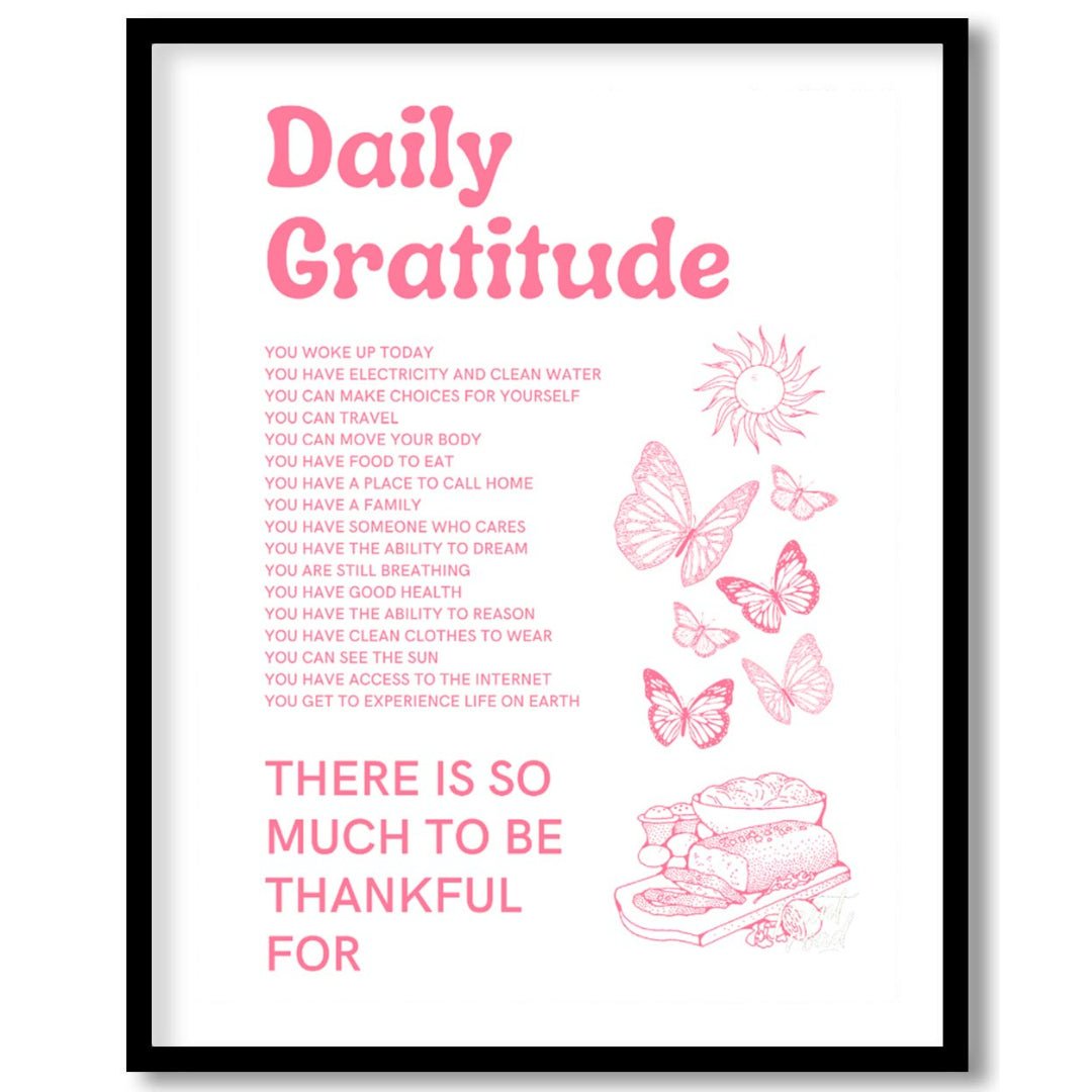 “Daily Gratitude Affirmation” is a heartwarming and visually appealing graphic print designed to in… for space