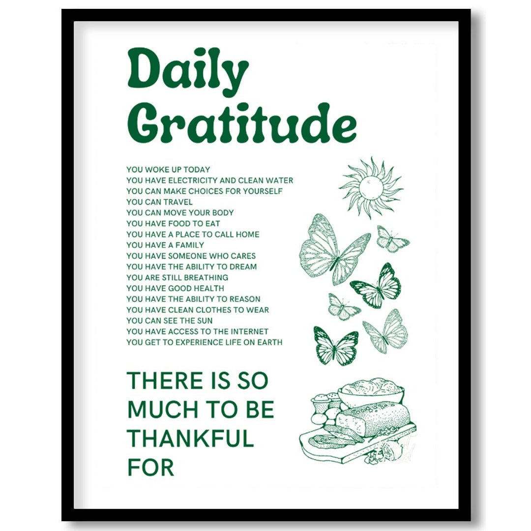 Daily Gratitude List Painting available online at Paintroad showing aesthetic blessings and butterflies