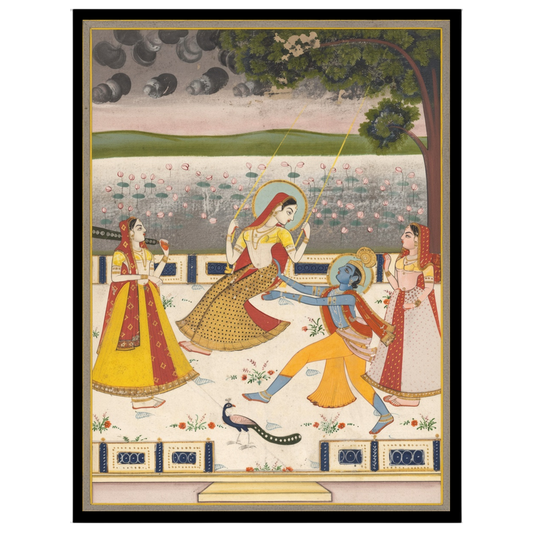 Capture the essence of divine celebration with this vibrant Indian Miniature Art print, featuring for home