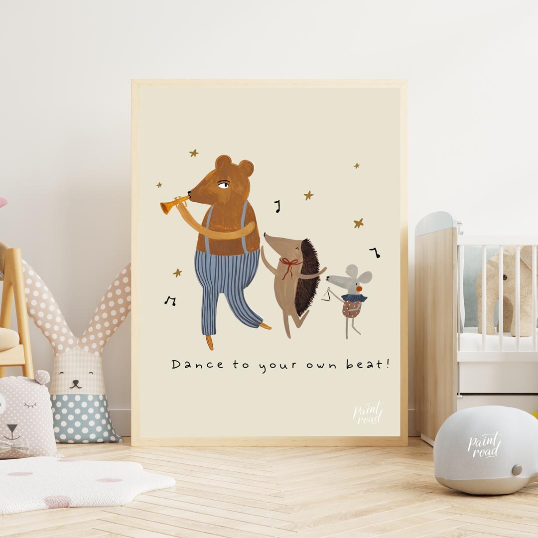 This whimsical and energetic poster celebrates individuality and self-expression through its charmi… for nursery