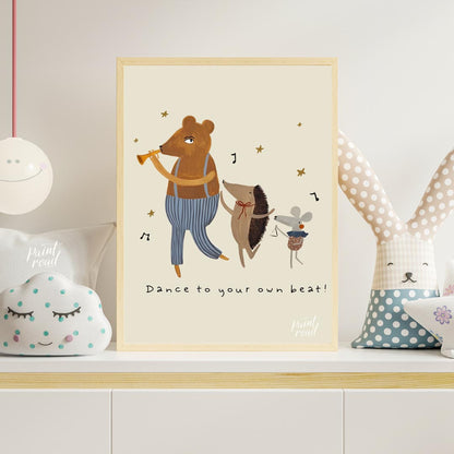 This whimsical and energetic poster celebrates individuality and self-expression through its charmi… for nursery