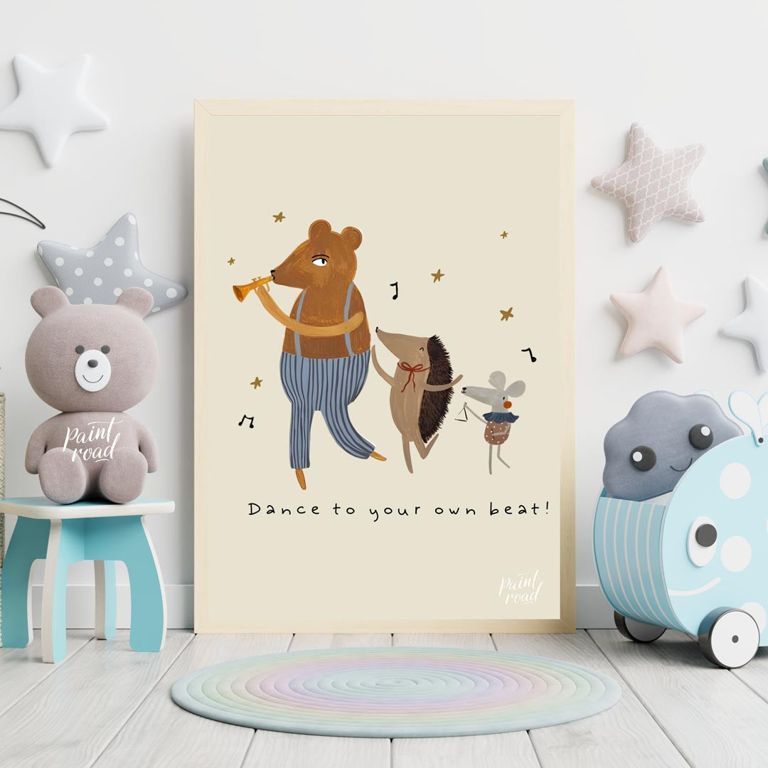 This whimsical and energetic poster celebrates individuality and self-expression through its charmi… for nursery