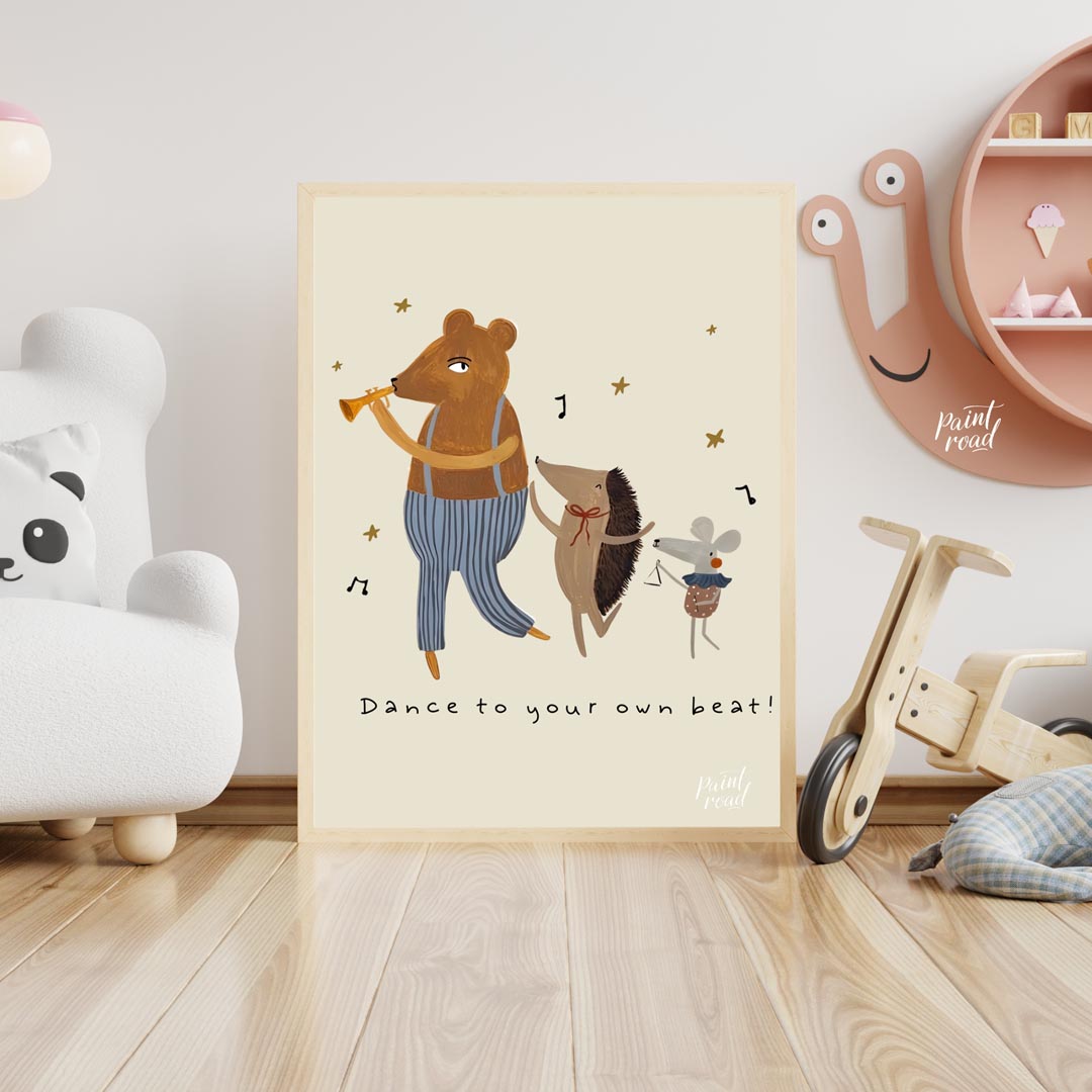 This whimsical and energetic poster celebrates individuality and self-expression through its charmi… for nursery