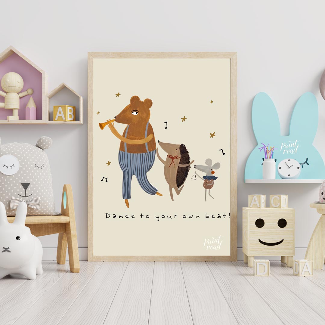 This whimsical and energetic poster celebrates individuality and self-expression through its charmi… for nursery