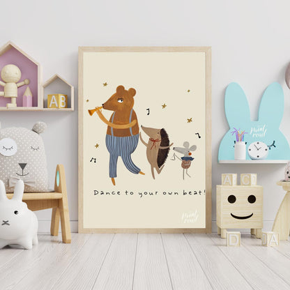 This whimsical and energetic poster celebrates individuality and self-expression through its charmi… for nursery