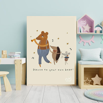 This whimsical and energetic poster celebrates individuality and self-expression through its charmi… for nursery