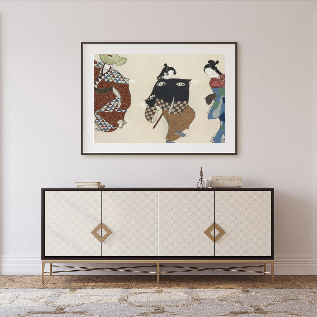 Immerse yourself in the graceful movements of this exquisite wall art, featuring elegantly adorned for Foyer