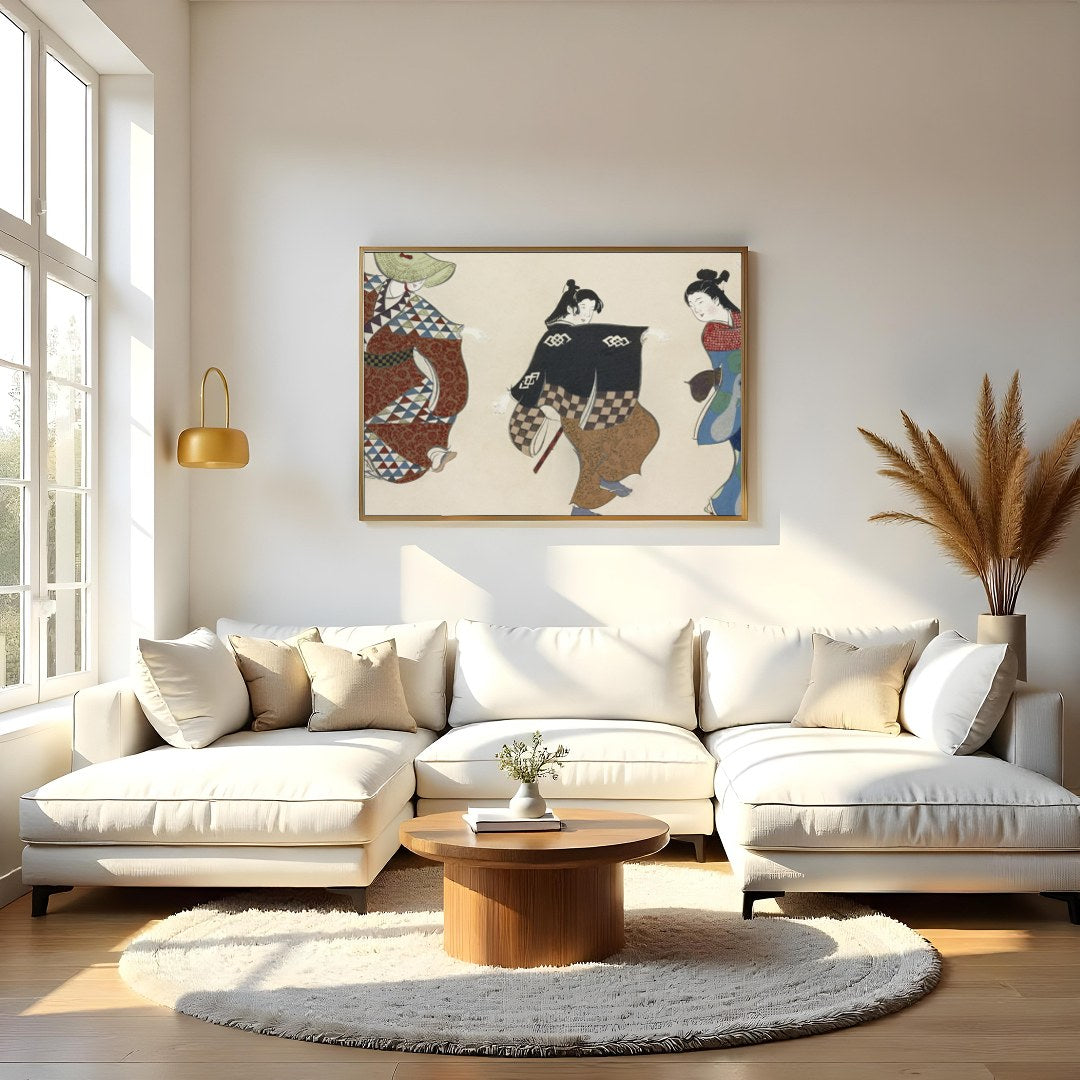 Immerse yourself in the graceful movements of this exquisite wall art, featuring elegantly adorned for Living Room
