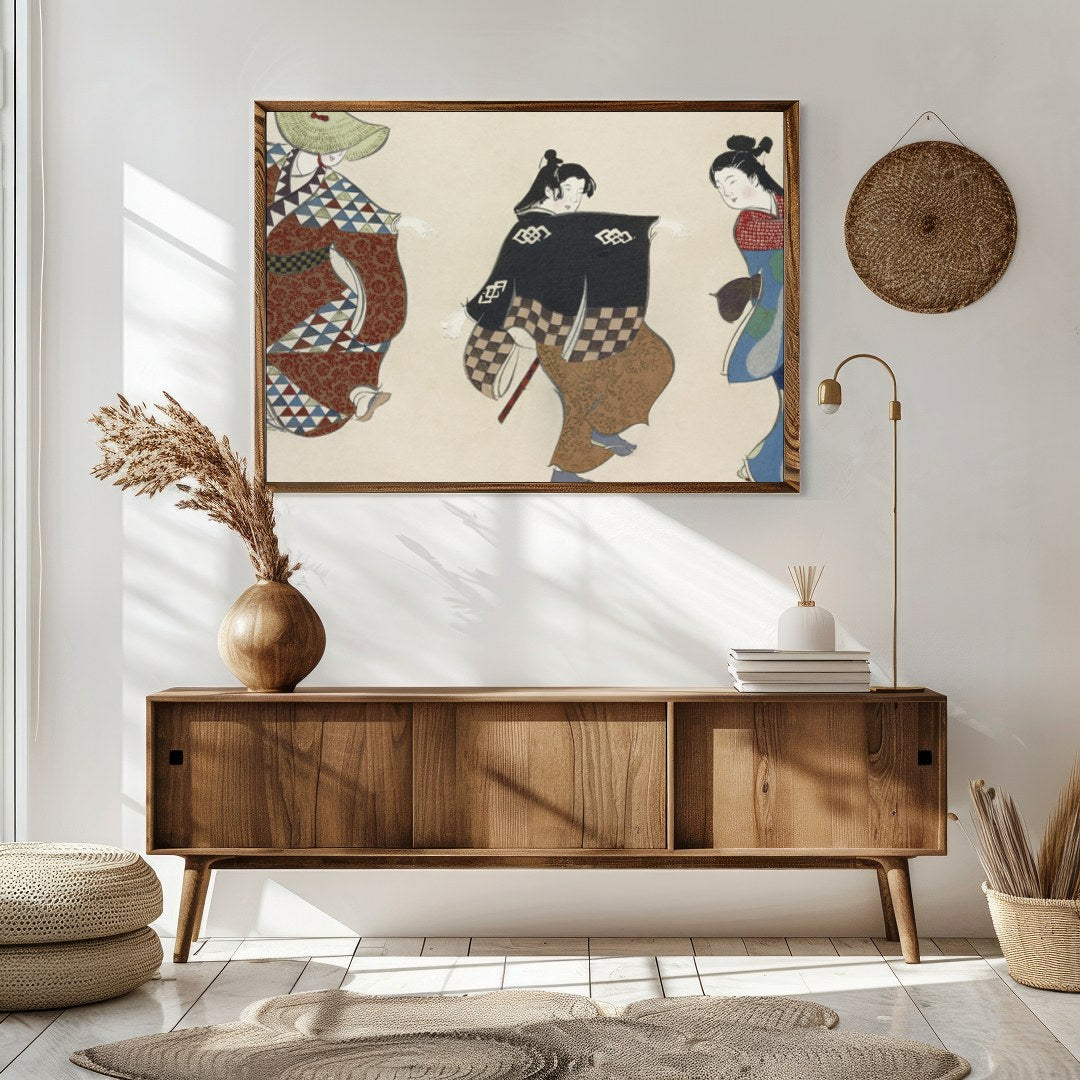 Immerse yourself in the graceful movements of this exquisite wall art, featuring elegantly adorned for Sitting Area
