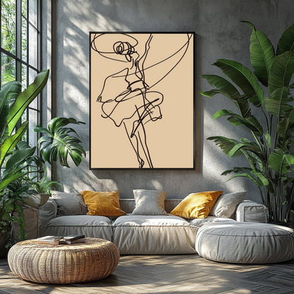 This captivating artwork features a fluid and dynamic line drawing that captures the grace and for Balcony