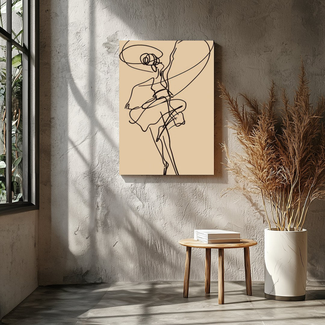 This captivating artwork features a fluid and dynamic line drawing that captures the grace and for Entrance