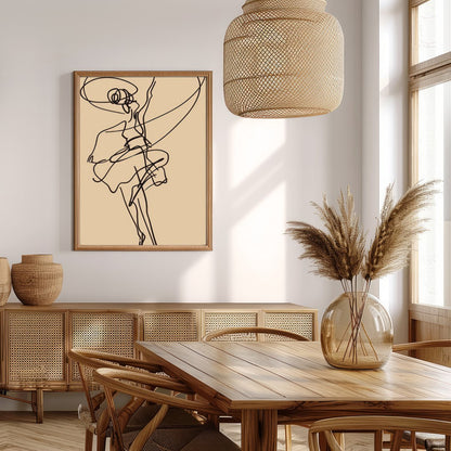 This captivating artwork features a fluid and dynamic line drawing that captures the grace and for Extra Kitchen