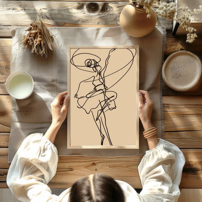 This captivating artwork features a fluid and dynamic line drawing that captures the grace and for Kitchen