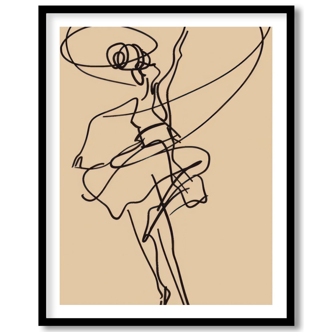 This captivating artwork features a fluid and dynamic line drawing that captures the grace and for nook