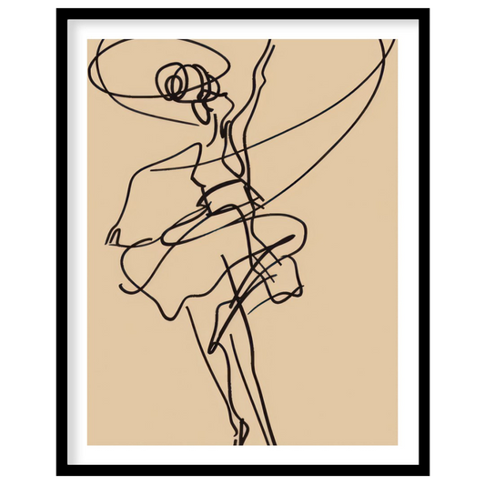 This captivating artwork features a fluid and dynamic line drawing that captures the grace and for nook