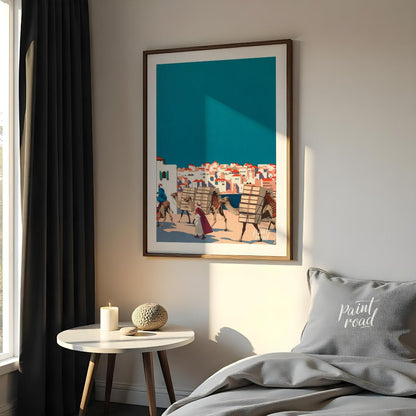 Desert Caravan Cityscape Painting available online at Paintroad showing adventure Arab and blue