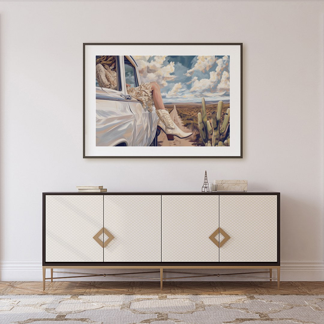 Immerse yourself in the tranquility of the open road with this captivating piece of art. Featuring for Foyer