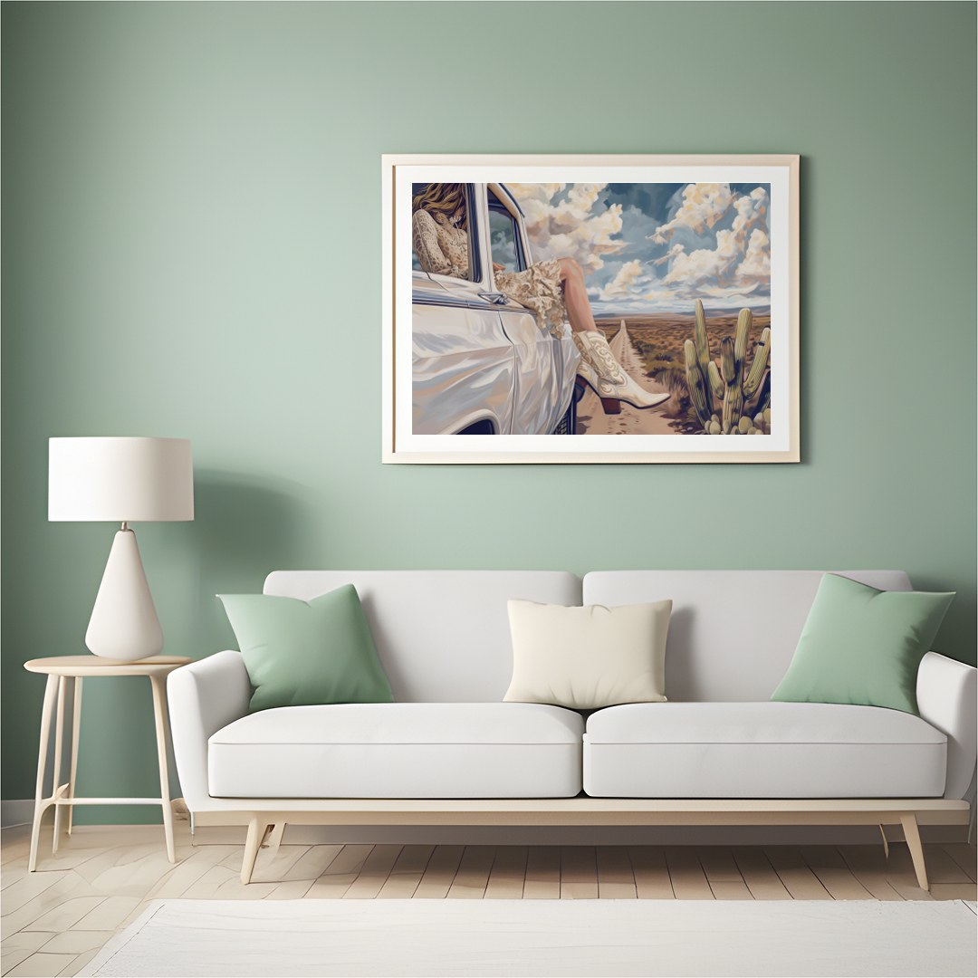 Immerse yourself in the tranquility of the open road with this captivating piece of art. Featuring for Hall