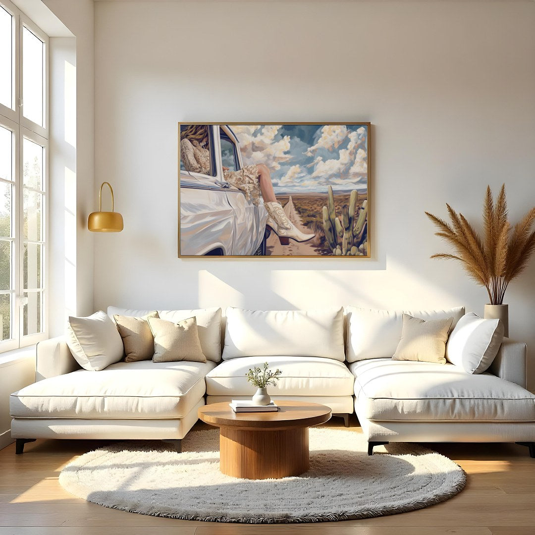 Immerse yourself in the tranquility of the open road with this captivating piece of art. Featuring for Living Room