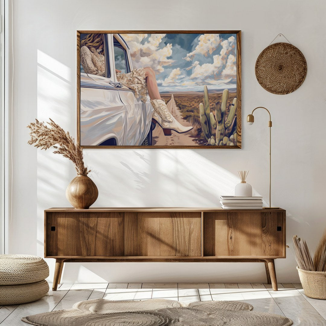 Immerse yourself in the tranquility of the open road with this captivating piece of art. Featuring for Sitting Area