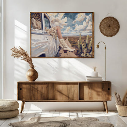 Immerse yourself in the tranquility of the open road with this captivating piece of art. Featuring for Sitting Area