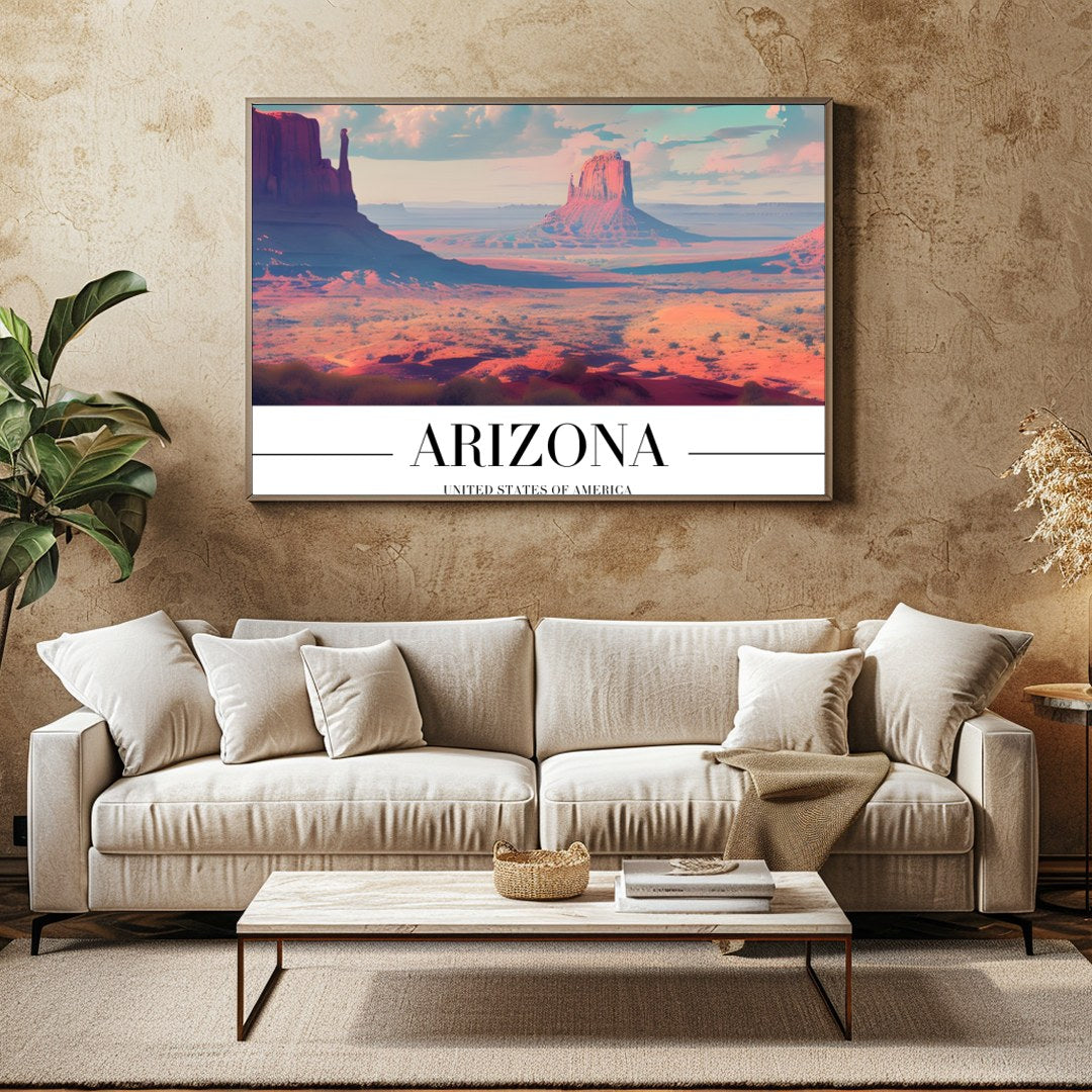 Immerse yourself in the breathtaking vistas of the Arizona desert with this captivating artwork. for Family Room