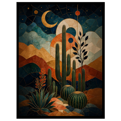 Immerse yourself in a stunning fusion of desert landscapes and celestial motifs with this for haven