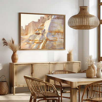 Immerse yourself in the serene beauty of a historic desert scene with warm, earthy tones capturing for Dining
