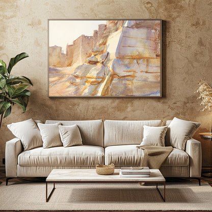 Immerse yourself in the serene beauty of a historic desert scene with warm, earthy tones capturing for Family Room
