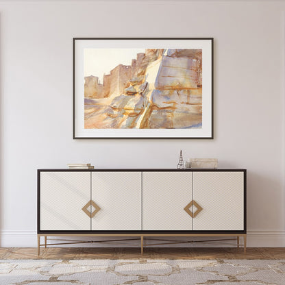 Immerse yourself in the serene beauty of a historic desert scene with warm, earthy tones capturing for Foyer